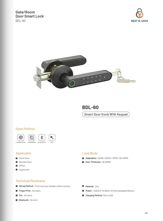 BDL-60 Gate & Room Door Smart Lock