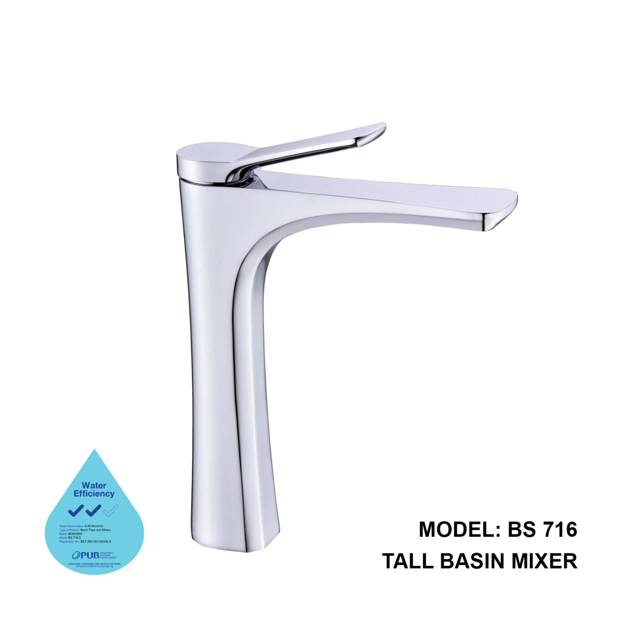 Boshsini BS 716 TALL BASIN MIXER