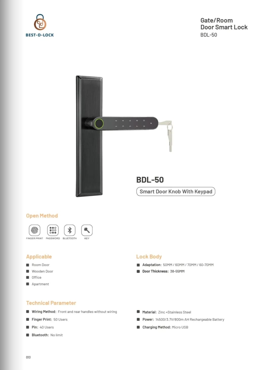 BDL-50 Gate & Room Door Smart Lock