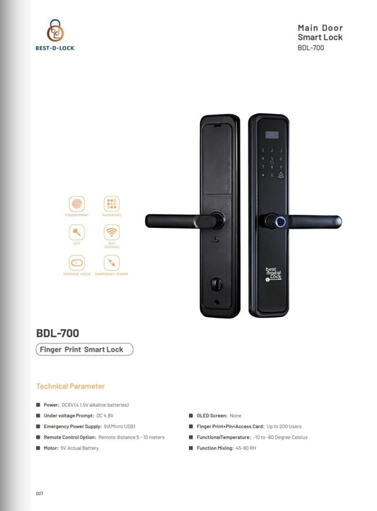 BDL-700 Main Door Smart Lock