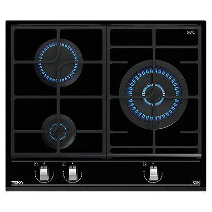 TEKA DSI 90 AD Black Chimney Hood + GZC 63310 3 Burner Glass Gas Hob